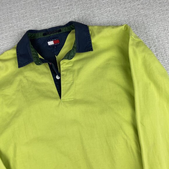 Y2K Tommy Hilfiger Sailing Gear Long Sleeve Polo Colorblock Men L Neon Read* - Picture 7 of 16